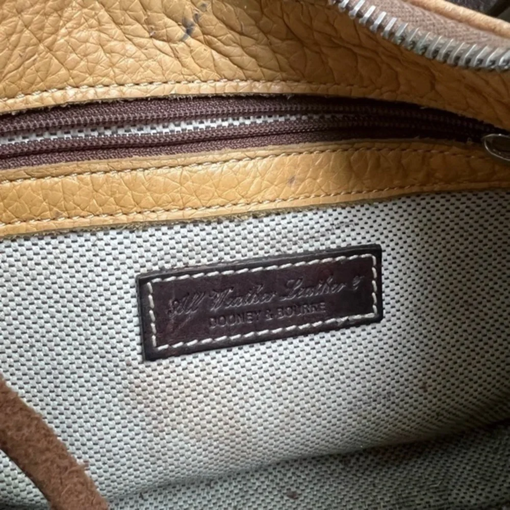 Dooney & Bourke Purse Crescent Mustard Tan Camel Brown Leather Shoulder Handbag